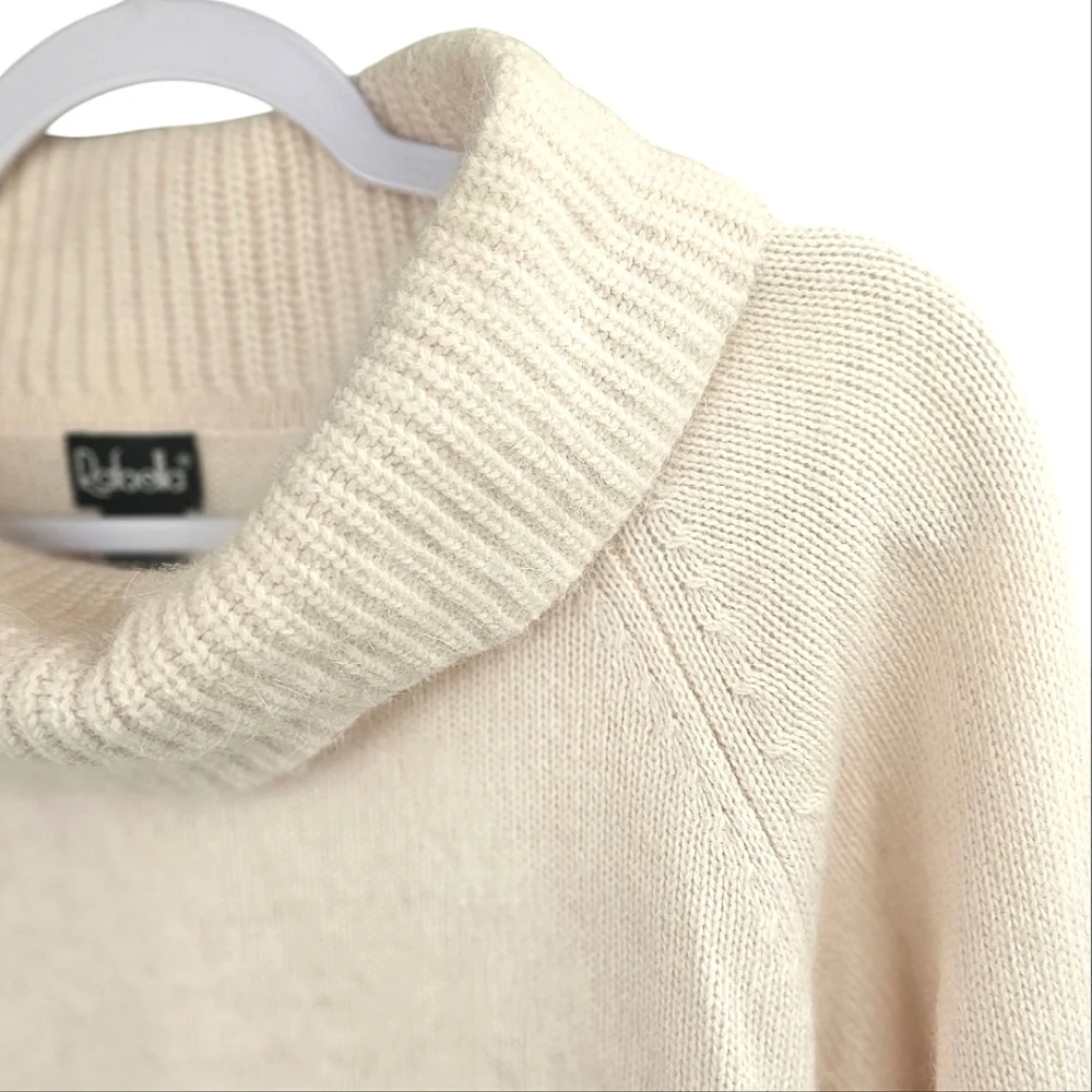 RAFAELLA Ivory Cream Angora Lambswool  Blend 3/4 Sleeve Cowl Neck Sweater XL - Picture 11 of 11
